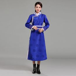 Women's long jackets Mongolian Cheongsam style gown Tang Suit Winter Clothing Cotton-Padded coats Fleece Lined Padded Warm Asian outwear