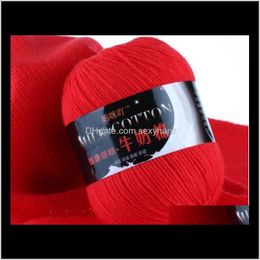 Yarn Clothing Fabric Apparel Drop Delivery 2021 3-Ply Milk Cotton Babys Medium Fine Hand Diy Knitting Material Bag Crochet Doll Wool Wholesal