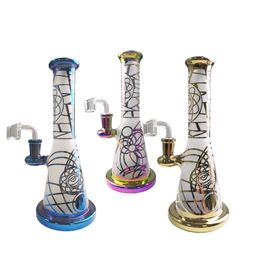 14mm Female Joint Rainbow Colourful Hookahs 9 Inch Water Pipes Small Glass Bong Showerhead Perc Bongs Flared Mouthpiece Pipe Oil Dab Rig