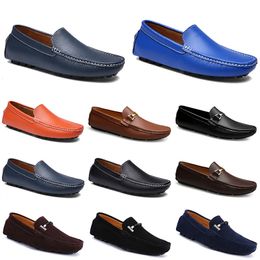 leathers doudous men casuals drivings shoes Breathable soft sole Light Tans black navys whites blue silver yellows greys footwears all-match outdoor cross-borders