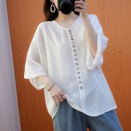 Oversized Women Cotton Linen Casual T-shirts New Arrival Summer Vintage Style Solid Colour Loose Female Tops Tees S3558 210412