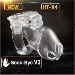 New HT-V4 Cock Cage Male Chastity Device 5 Size Resin Chastity Cage With 4 Cock Rings Sex Toys For Men Penis Lock Cuckold Slave. P0826