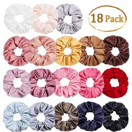 30 Pcs/Lot Satin Scrunchies Bow wholesale scrunchies pack for women vsco girl SALE dropshipping summer beach hair ornaments X0722