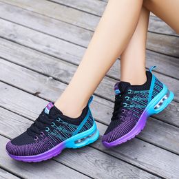 Wholesale 2021 Top Fashion Mens Womens Sport Running Shoes Newest Rainbow Knit Mesh Outdoor Runners Walking Jogging Sneakers SIZE 35-42 WY29-861