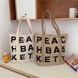 Evening Bags 2021 Brand Letter Printed Canvas Large Capacity Wild Western Style Lazy Women'S Single Shoulder Tote Underarm Bag