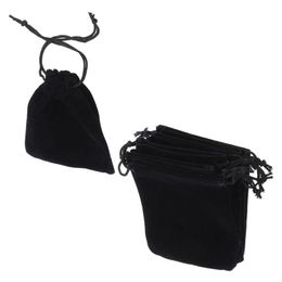 Gift Wrap 30pcs Drawstring Bag Pouches Storage Black Cloth Bags For Jewellery Small (7x9cm)