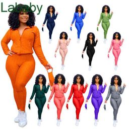 Women Tracksuits 2 Two Piece Outfits Designer Autumn And Winter Suits Standing Collar Zipper Sweater Jacket Yoga Pants Outfit With Mask