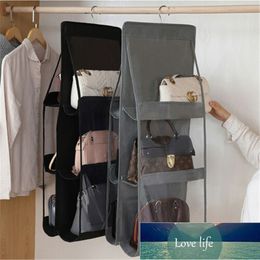 6 Pockets Clear Hanging Storage Bag Purse Handbag Tote Bag Clothes Socks Storage Organiser Closet Rack Hangers Factory price expert design Quality Latest Style