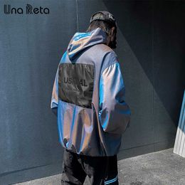 Una Reta Men Jacket Autumn Hip-Hop Streetwear Colour changing Jackets Fashion High quality Loose Hooded Coat Men Outerwear 211011