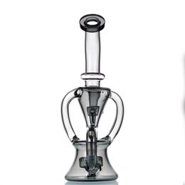 quality bongs Australia - Hookahs Glass Bong Recycler Dab Rig Water Pipes Transparent Black color 9 Inch 14mm Joint With high Quality Quartz Banger
