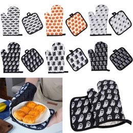 Oven Mitts 2 Pcs Anti-scalding Gloves Pad Baking Fashion Christmas Pattern Insulation For Kitchen Cooking Grill Microwave