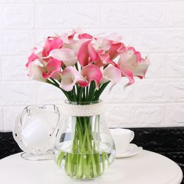 20Pcs Artificial Flowers PU Mini Calla Lily Real Touch Flower Home Wedding Flower Wall Background Decoration Fake Flower Wreath