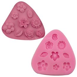 Cartoon Flower & Leaf Silicone Fondant Soap 3D Cake Mold Cupcake Jelly Candy Chocolate Decoration Baking Tool Moulds FQ2409
