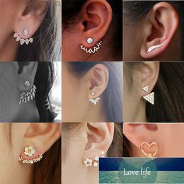 golden ear studs UK - Selling Flower Crystal Stud Earrings For Women Golden Silver Color Fashion Ear Jewelry Gift For Friend Bricos Wholesale