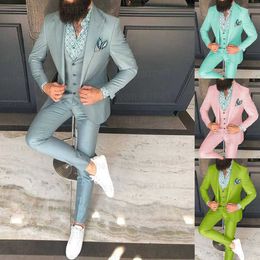 Men Slim Fit Suits 3 Pieces Tailored Oversize Men Blazer Dress Groom Wedding Man Suit 2021 Fashion Tuxedo Jacket Vest Pants Set X0909