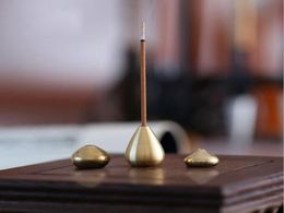 200pcs Water Drop Shape Incense Stick Holder Brass Small Censer Accessories Mini Copper Incense Stick Holder Home Decor#9836