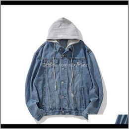 Jackets Outerwear & Coats Clothing Apparel Drop Delivery 2021 Autumn Winter Fashion Street Denim Hooded Mens Korean Trendy Casual Loose Teena