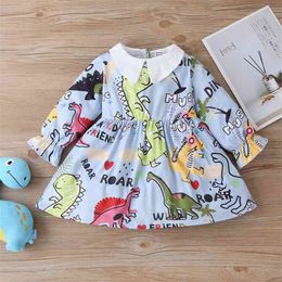 Baby Girl Animal & Dinosaur Sweet Long-sleeve Dress 210521