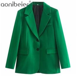 Aonibeier Za Woman Green Suit Traf Jacket Autumn Notched Collar Women Casual Blazer Female Outerwear Tops 2 Pieces Sets 211006