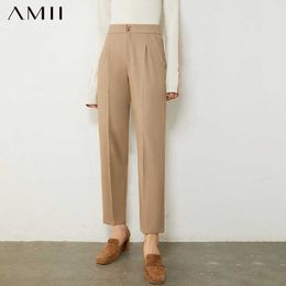 Amii Minimalism Autumn Winter Causal Women's Pants Fashion High Waist OLstyle Ankel-length Female Pants 12030431 Q0802
