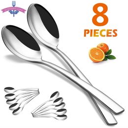 8PCS 8Inch Stainless Steel Dinner Spoons Dinnerware Set Cutlery Set For Dining Room Kitchen 211012