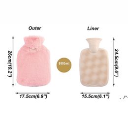 NEWCute Plush Hot Water Bottle Bag 800ML Large Capacity PVC Water Injection Hot-water Bag Portable Water Storage Bottle Hand Warmer RRE10705