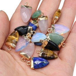 Natural Arrowhead Semi-precious Stone Charms Rose Quartz Healing Reiki Crystal Pendant DIY Necklace Earrings Women Fashion Jewelry Finding 10x20mm