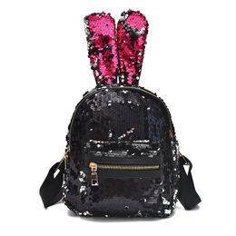 HBP Non-Brand Fashion leisure Sequin rabbit ear backpack large capacity Travel College 4 sport.0018 VYYX