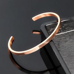 stackable bangle bracelets UK - Luxury designer Bracelet 2021 Bangles 4mm Thin Open Cuff Stainless Steel Smooth Gold Black Rose Men Women Delicate Stackable Jewelry