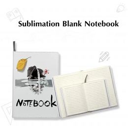 Sublimation Blanks Notepads A4 A5 A6 White Journal Notebooks PU Leather Covered Heat Transfer Printing Note Books with Inner Papers Adhesive Tapes DIY Logos BES121