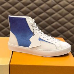 -Tatouage Sneaker Boot Azur Bleu Luxurys Chaussures Casual Chaussures Cuir Blanc En Cuir Entraîneur Nuages ​​Sneakers de concepteur de toile
