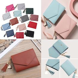 Women's Fashion Cute Pocket Wallet Wallet Card Case Ladies Coin Purse Women Short Pure Colour Wallet Money Bag DB495