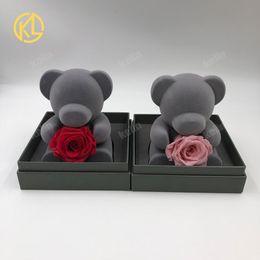Decorative Flowers & Wreaths 1 Set The Valentine's Day Gift Box For Ture Lover Sweet Lovely Bear With Nice Preserved Rose Flower