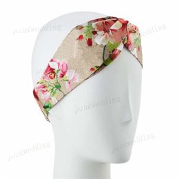 Crossed Satin Headbands Flower Printed Hair Band Classic Letter Elastic Headband Design Headscarf