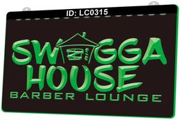 LC0315 Sw Gga House Barber Lounge Light Sign 3D Engraving
