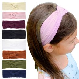 Baby Girls Headbands Cross Knot Nylon hairbands Kids Knotted Hairband Infant Children Hair Accessories Head Wrap Solid Colours KHA128
