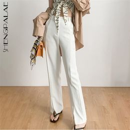 White Split Suit Pants Women's Spring Summer High Waist Thin Straight Loose Trousers Female Fashion 5E239 210427