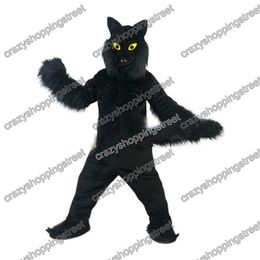 Halloween black wild wolfish Mascot Costume Cartoon animal theme character Christmas Carnival Party Fancy Costumes Adults Size Outdoor Outfit