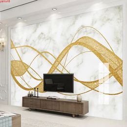 Custom 3D Photo Wallpaper Murals Golden Lines Marble Pattern Living Room TV Background Waterproof Canvas Wall Painting Moderngood quatity