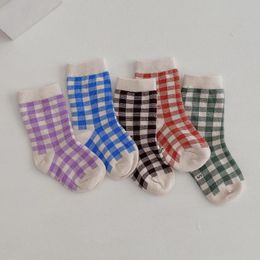 5 Pairs/lot Baby Boys Girls Cotton Plaid Socks Newborn Toddle Infant Kids Autumn Socks For 0-3 Year Children Socks 210413