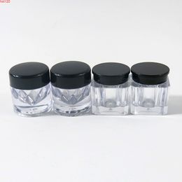 3G Refillable Mini Square AS Powder Sample Jar with Black Cap Cosmetic Case 3cc Small Plastic Make up Face Containergood