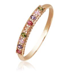 Mxgxfam 2019 New Colourful Zircon Bangles and Bracelets for Women 18 Cm Fashion Gold Colour Jewellery Q0717