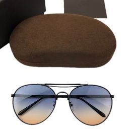 High-Quality F T5968F Metal Fullrim Sunglasses UV400 55-19-145 Pilot Gradient Goggles Men Women Glasses fullset case
