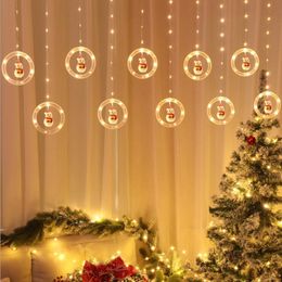 Weihnachts-LED-Lichterkette für Zimmer, Weihnachtstag, Fensterlicht, Neuheit, Weihnachts-Hängebeleuchtung mit USB, Nachtbeleuchtung, Vorhang-Schnur-Lampe