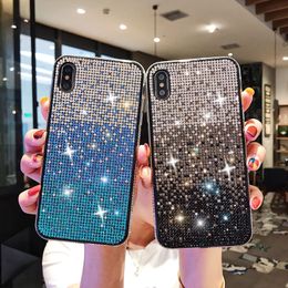 Lüks degrade elmas rhinestone telefon kılıfları iphone 13 pro max 12 mini 11 XR 8 artı Samsung S20 S21 Ultra Not 20 A21 A51 A71 5G Huawei P40 LG Stylo 7 Darbeye dayanıklı