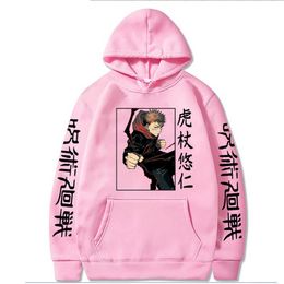 Anime Jujutsu Kaisen Itadori Yuji Hoodies Men Women Long Sleeve Pullover Tops Y0804