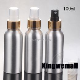 300pcs 100ml Aluminium bottle gold pump sprayer bottle pump spray head Aluminium metal bottle spray