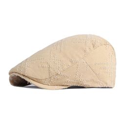 Berets Fashion Flat Caps For Men Solid Colour Peaked Hat Male Breathable Duckbill Female Cotton Sboy Cap Muts Heren