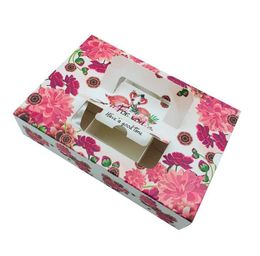 Gift Wrap 23.5*16.5*5cm Flower Pattern Potable Mooncake Box With Handle,biscuit Candy Biscuit Box,chocolate Pastry Packing Boxes