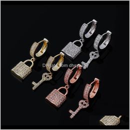 Dangle & Chandelier Jewelry Drop Delivery 2021 Fashionable Rose Gold European And American Zircon Key Lock Lady Ear Stud Earrings Rbv4T